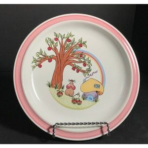 Denby China childs plate Apple mouse mushroom house